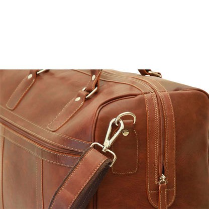 Full-grain leather duffel bag with trolley