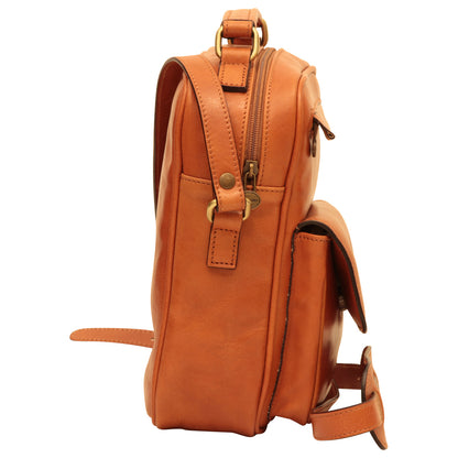 Leather Shoulder Bag with front pocket