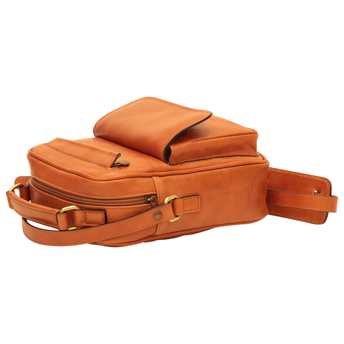 Leather Shoulder Bag with front pocket