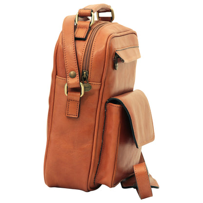 Leather Shoulder Bag with front pocket