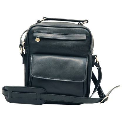 Leather Shoulder Bag with front pocket