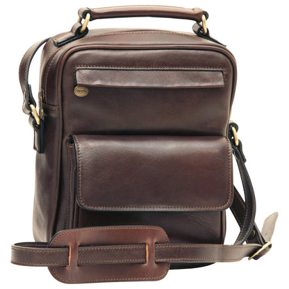 Leather Shoulder Bag with front pocket