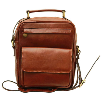 Leather Shoulder Bag with front pocket