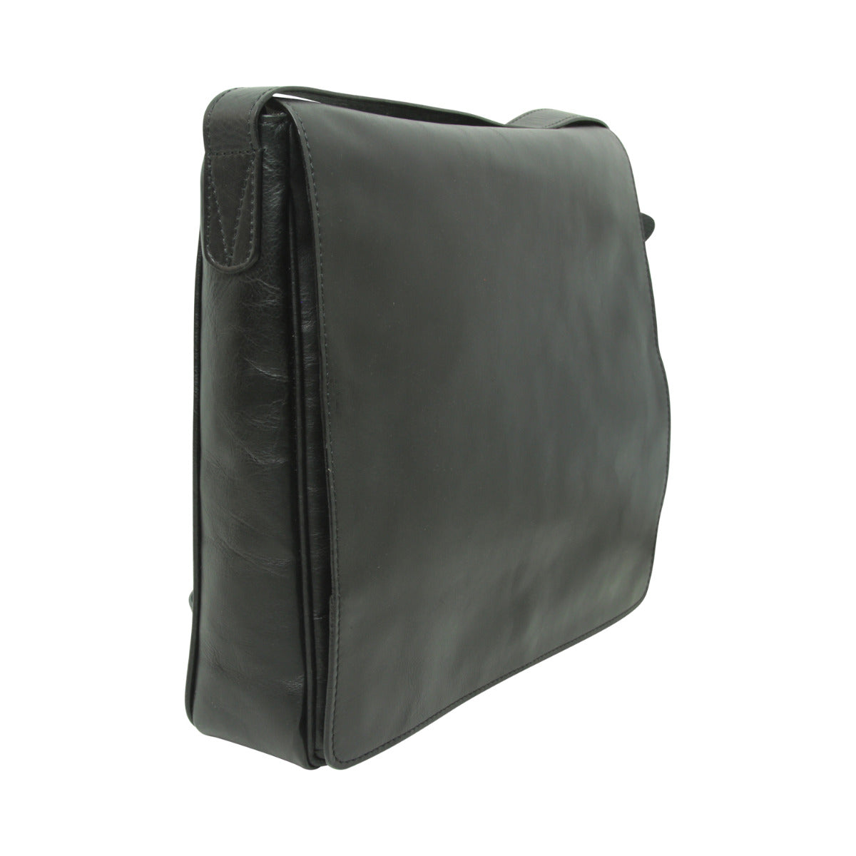 Full grain leather messenger - black