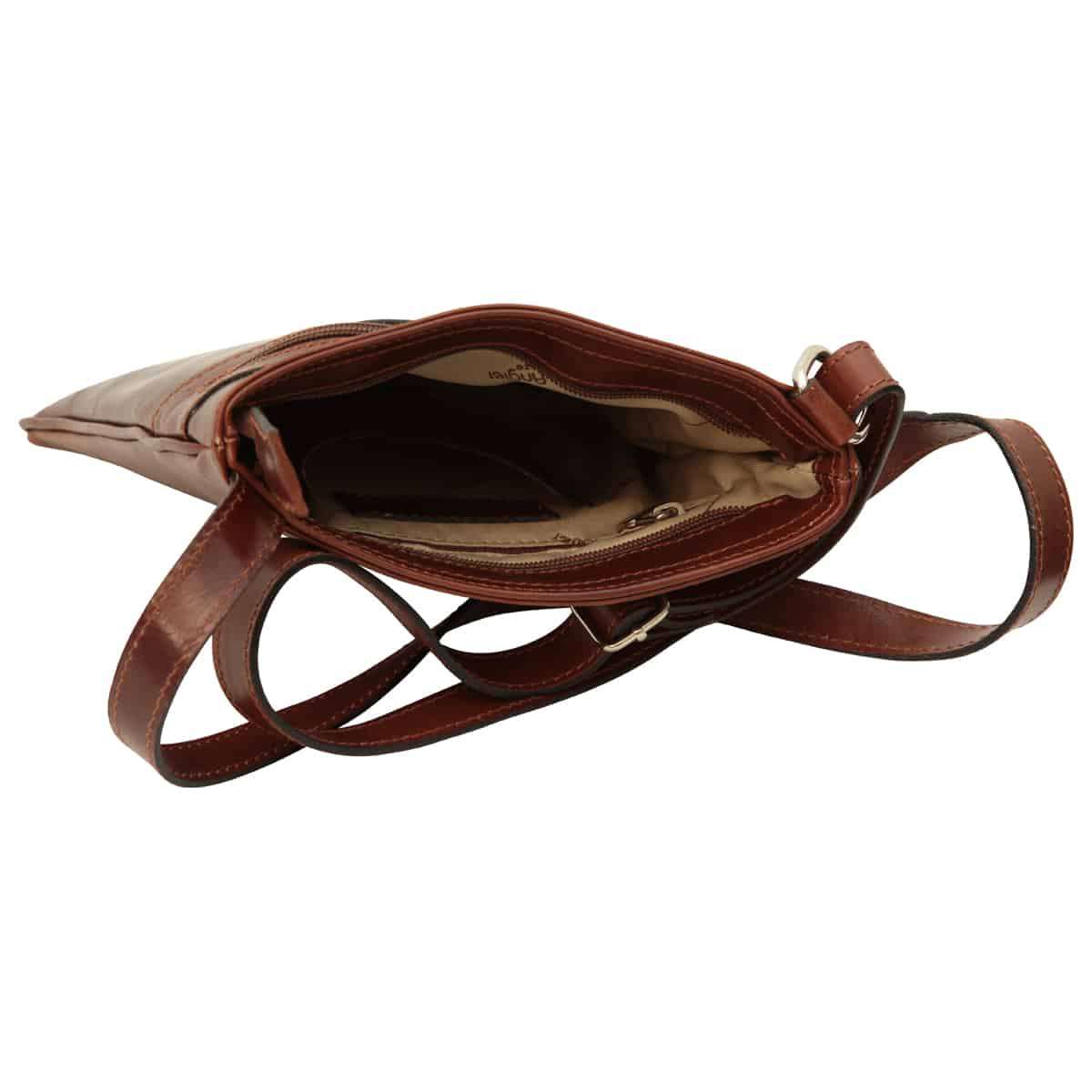 Leather Cross Body Bag with zip pocket