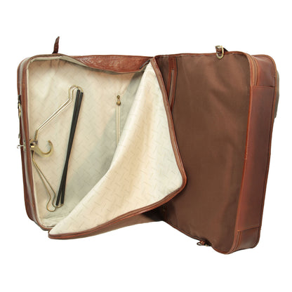 Full grain leather garment bag - brown