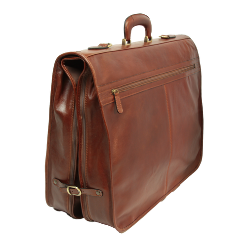 Full grain leather garment bag - brown