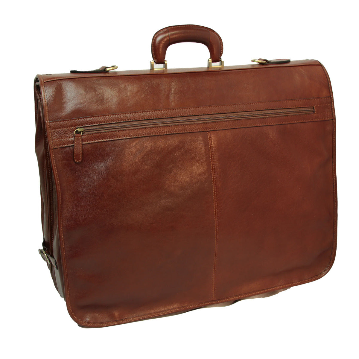 Full grain leather garment bag - brown