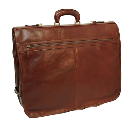 Full grain leather garment bag - brown