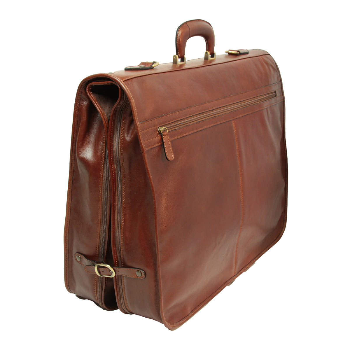 Full grain leather garment bag - brown