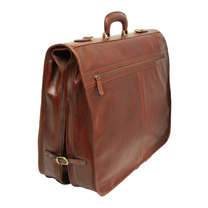 Full grain leather garment bag - brown