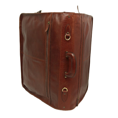 Full grain leather garment bag - brown