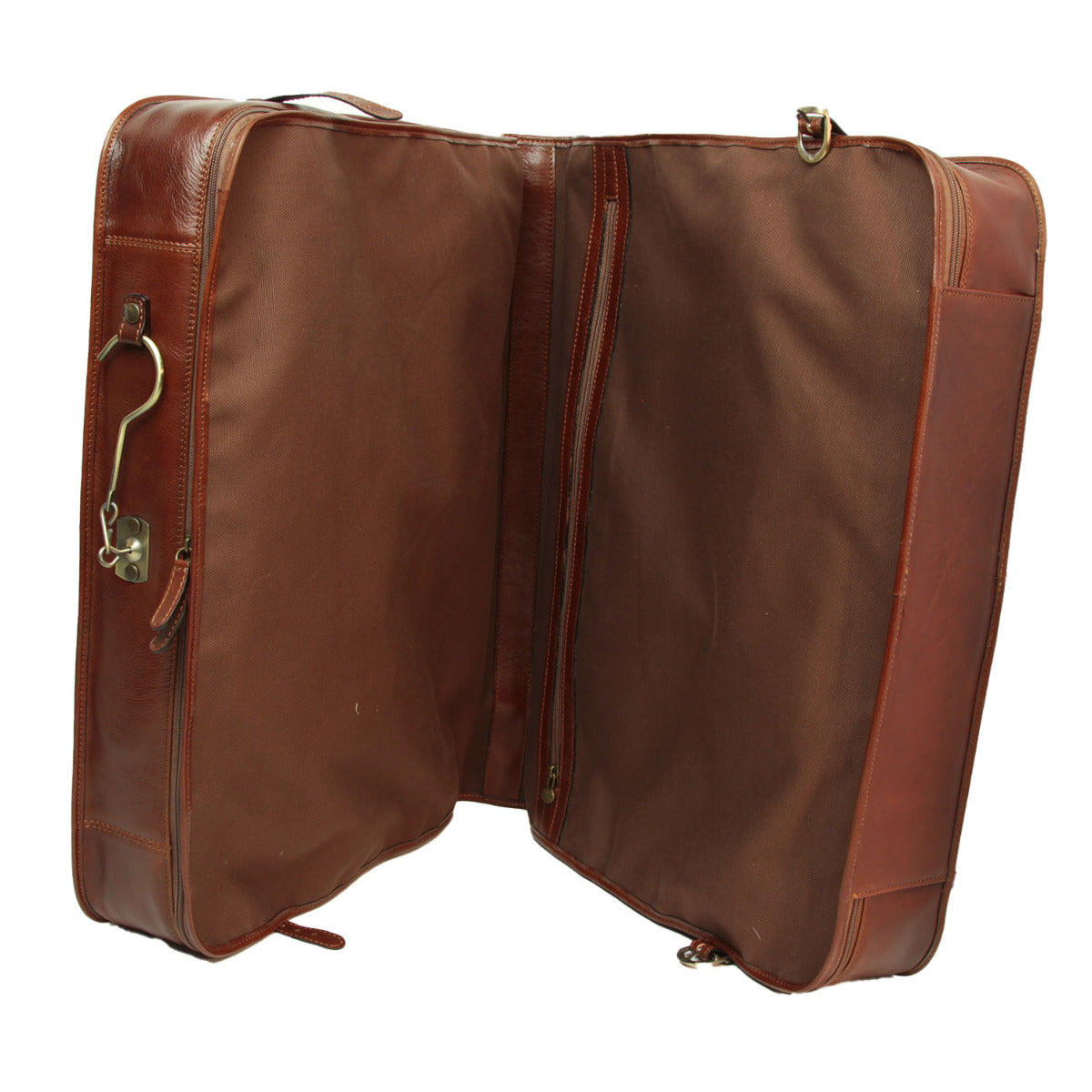 Full grain leather garment bag - brown