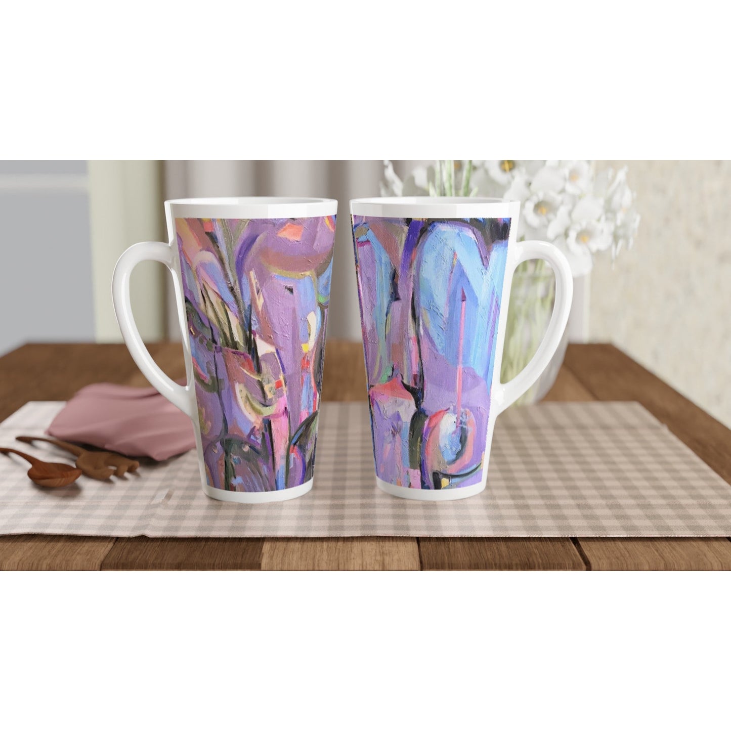 17oz White Ceramic Latte Mug 13 Different Styles