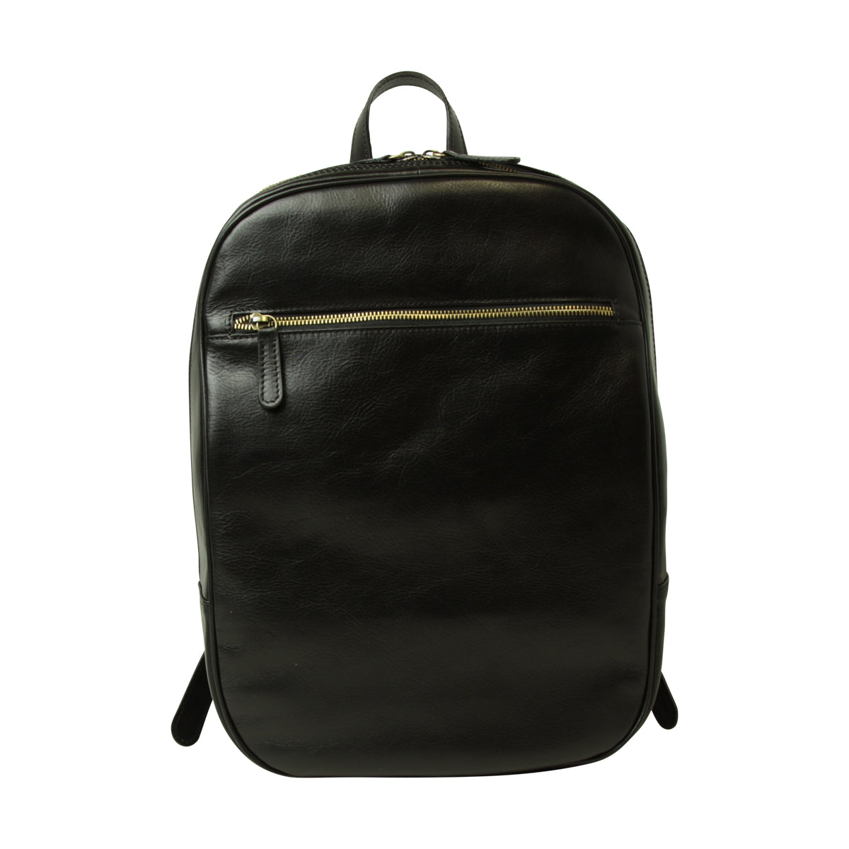 Leather backpack with exterior zip pockets