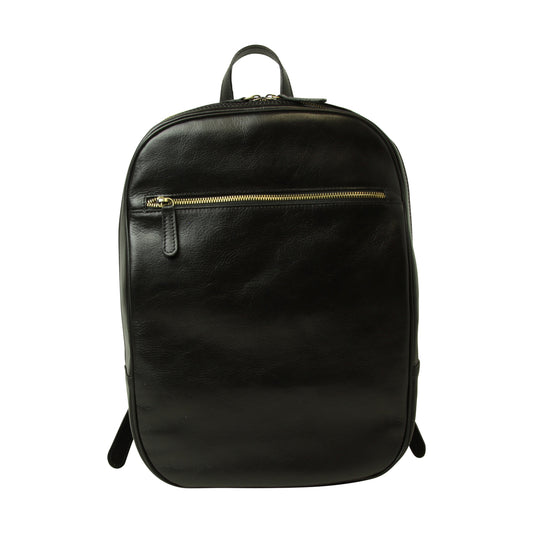 Leather backpack with exterior zip pockets
