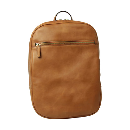 Leather backpack with exterior zip pockets