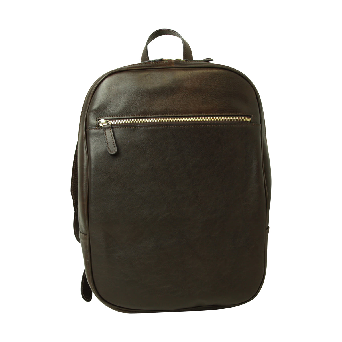 Leather backpack with exterior zip pockets