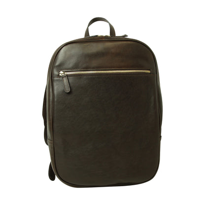 Leather backpack with exterior zip pockets