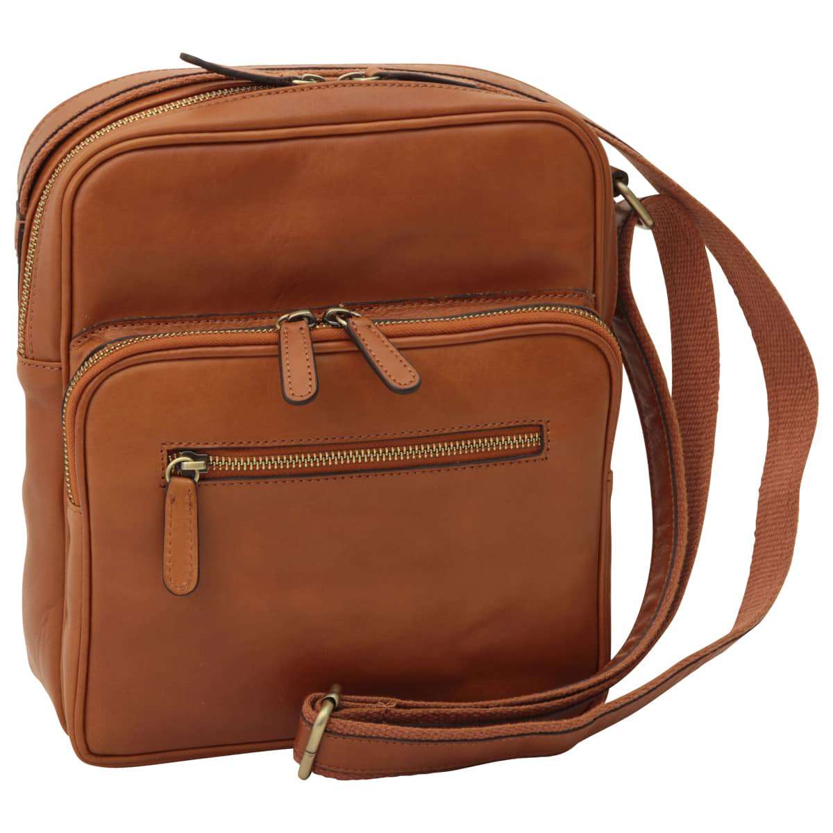Small leather bag with zip closures - Brown Colonial