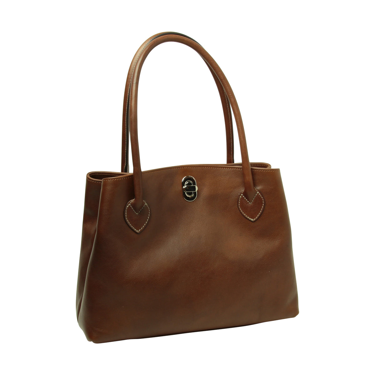 WOMAN'S TWO-HANDLE BAG IN TWO -TONE FULL-GRAIN LEATHER