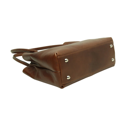 WOMAN'S TWO-HANDLE BAG IN TWO -TONE FULL-GRAIN LEATHER