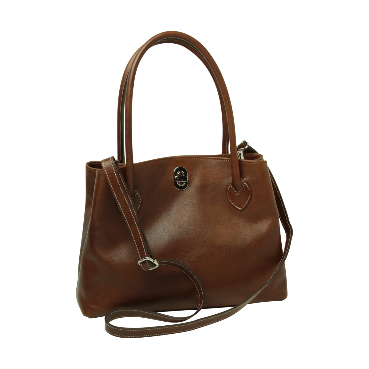WOMAN'S TWO-HANDLE BAG IN TWO -TONE FULL-GRAIN LEATHER