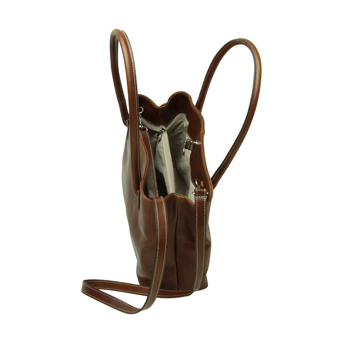 WOMAN'S TWO-HANDLE BAG IN TWO -TONE FULL-GRAIN LEATHER