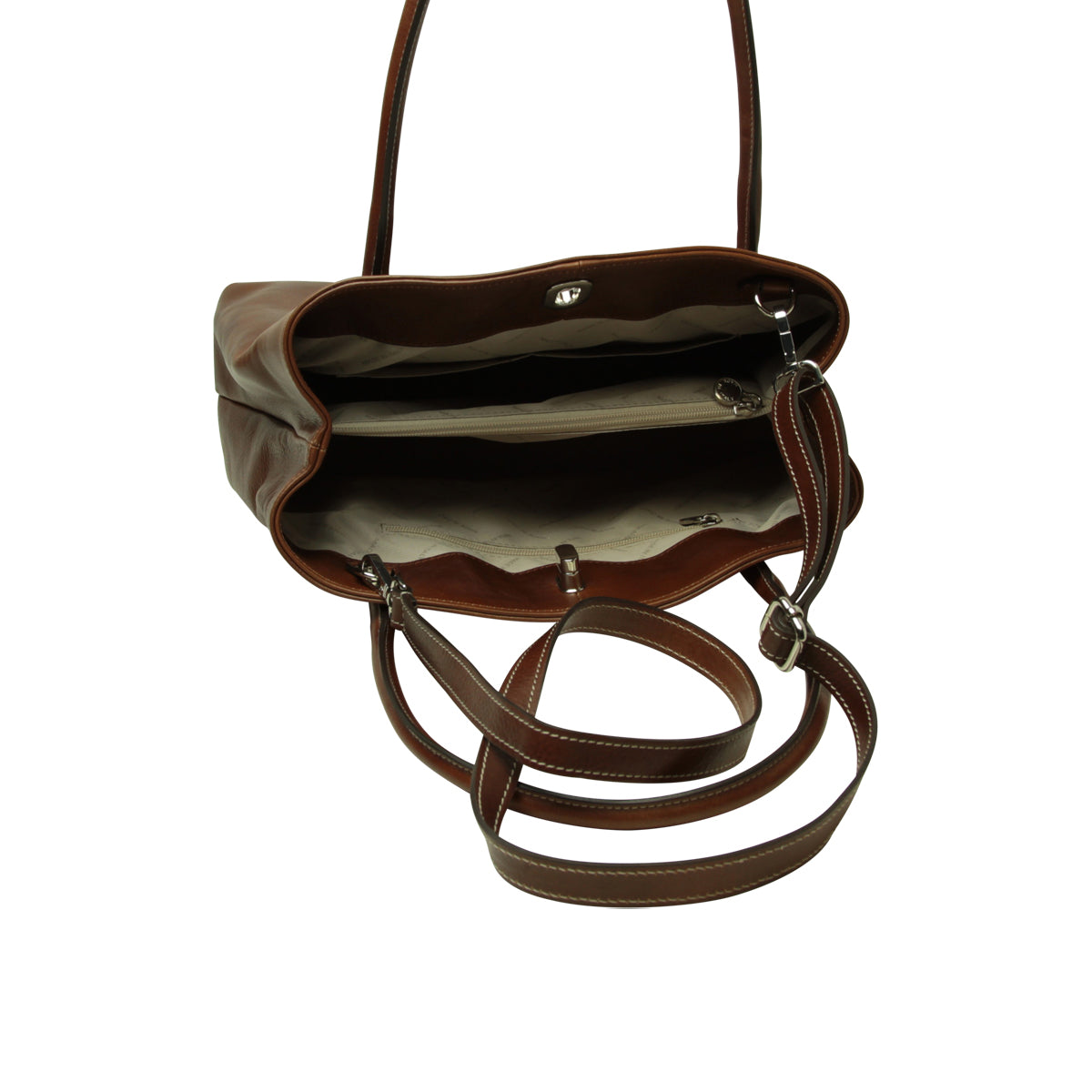 WOMAN'S TWO-HANDLE BAG IN TWO -TONE FULL-GRAIN LEATHER