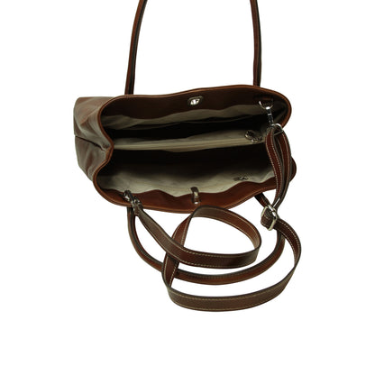 WOMAN'S TWO-HANDLE BAG IN TWO -TONE FULL-GRAIN LEATHER