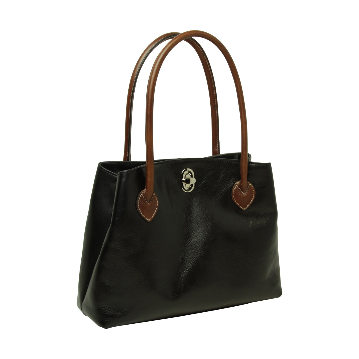 WOMAN'S TWO-HANDLE BAG IN TWO -TONE FULL-GRAIN LEATHER