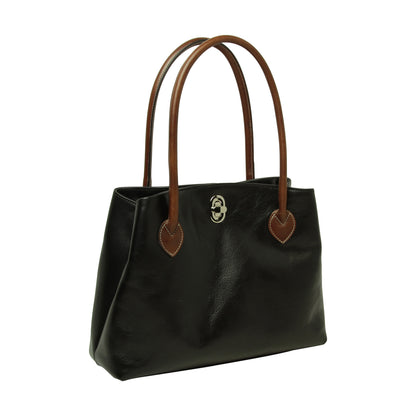 WOMAN'S TWO-HANDLE BAG IN TWO -TONE FULL-GRAIN LEATHER