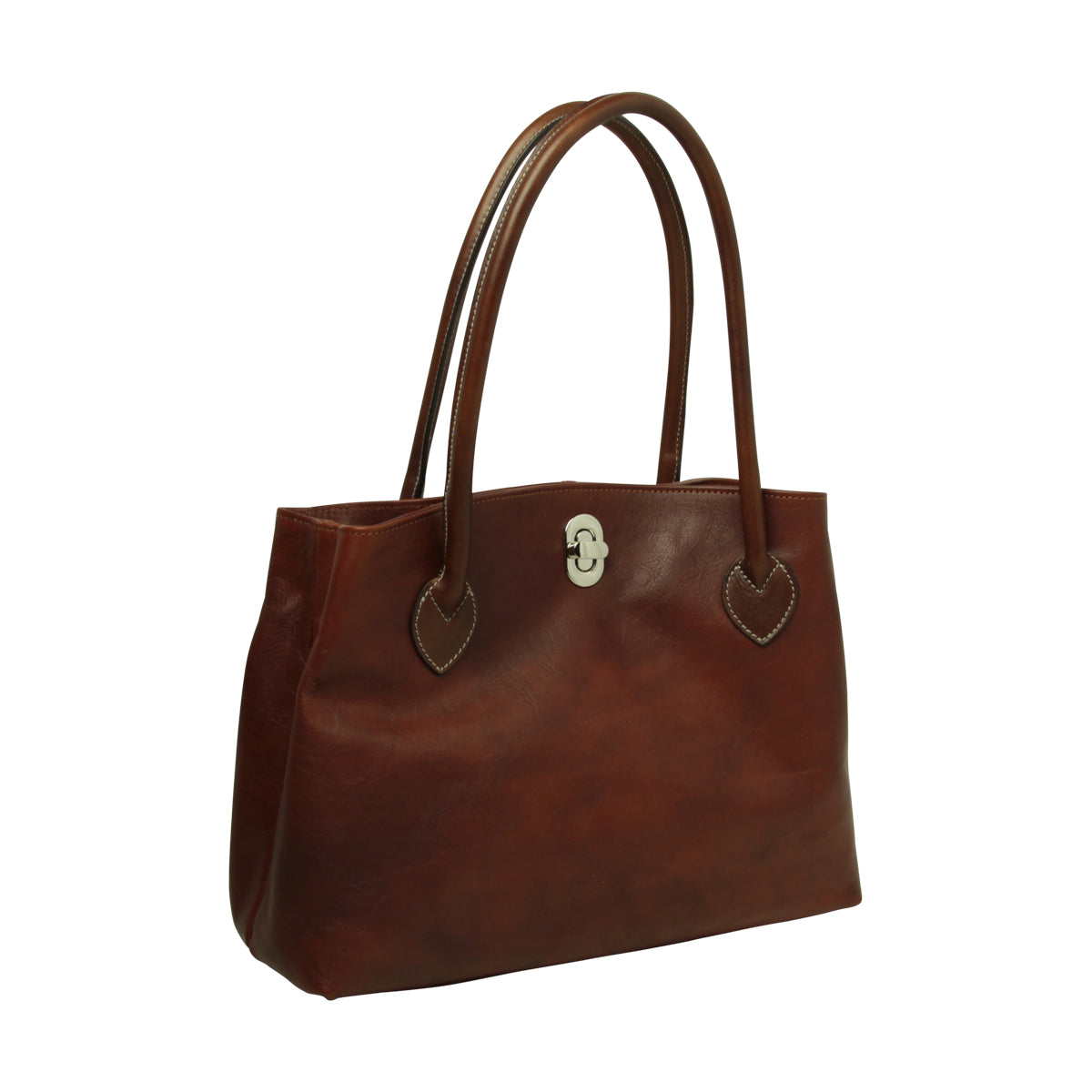 WOMAN'S TWO-HANDLE BAG IN TWO -TONE FULL-GRAIN LEATHER
