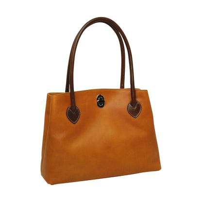 WOMAN'S TWO-HANDLE BAG IN TWO -TONE FULL-GRAIN LEATHER