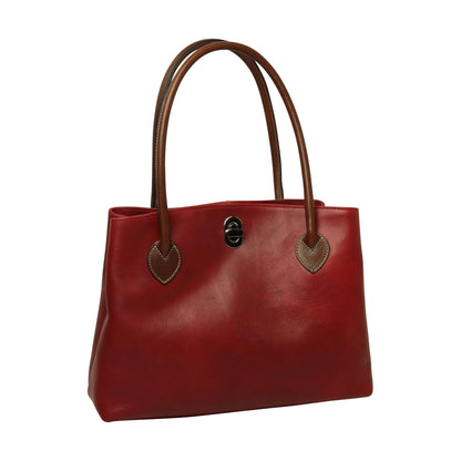WOMAN'S TWO-HANDLE BAG IN TWO -TONE FULL-GRAIN LEATHER