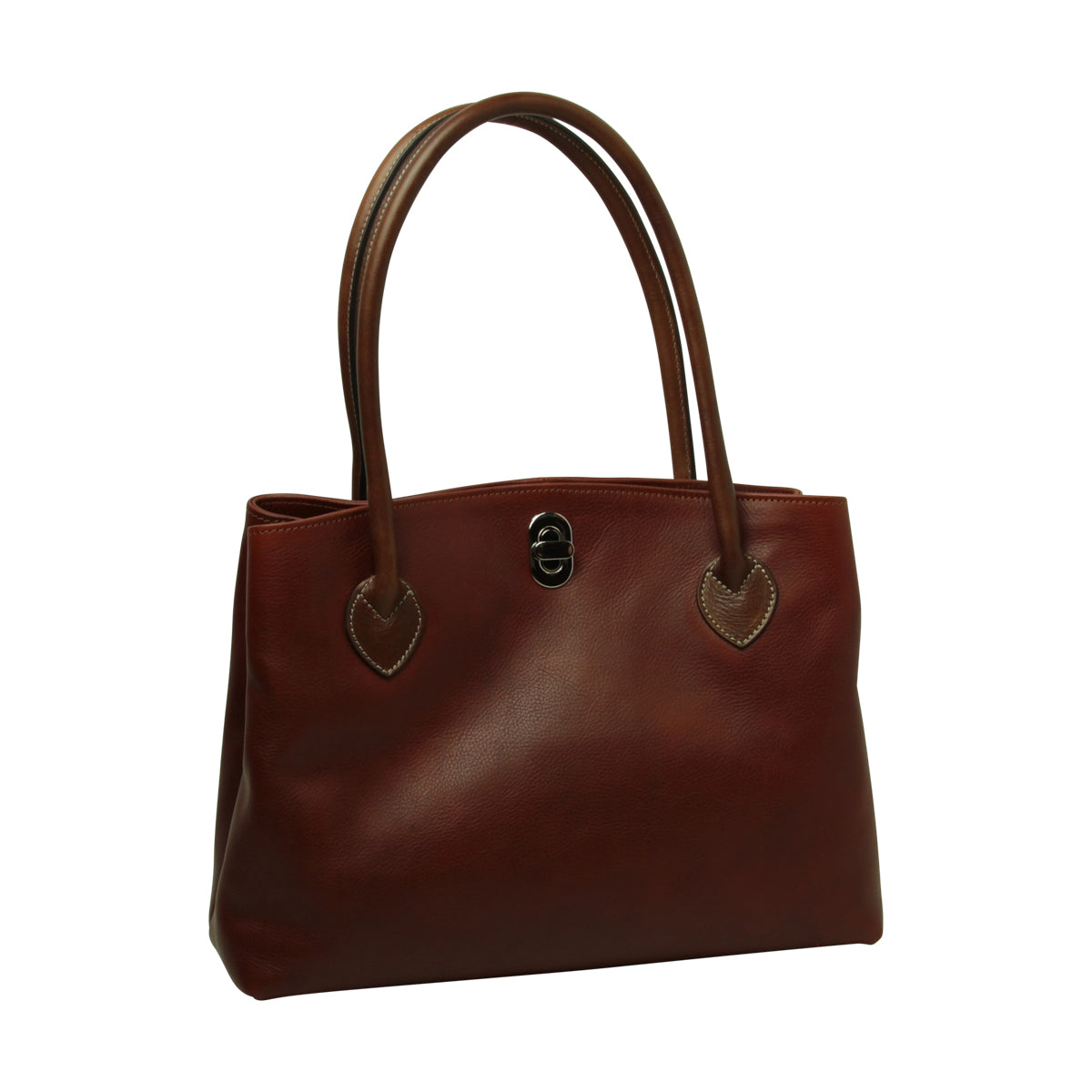 WOMAN'S TWO-HANDLE BAG IN TWO -TONE FULL-GRAIN LEATHER