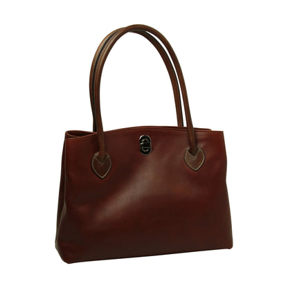 WOMAN'S TWO-HANDLE BAG IN TWO -TONE FULL-GRAIN LEATHER