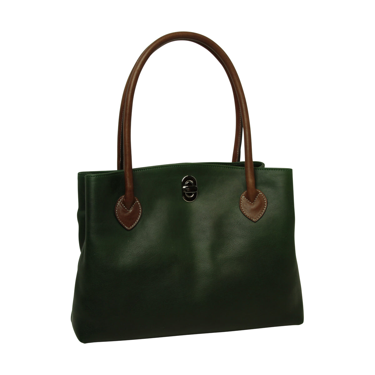 WOMAN'S TWO-HANDLE BAG IN TWO -TONE FULL-GRAIN LEATHER