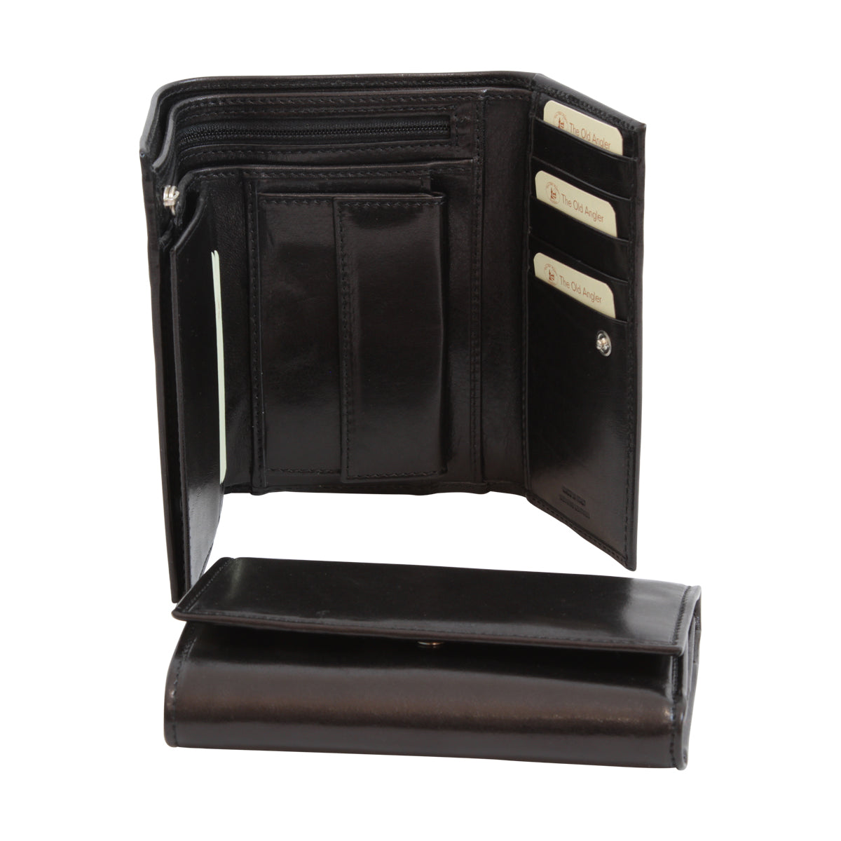 Leather wallet for woman with RFID - black