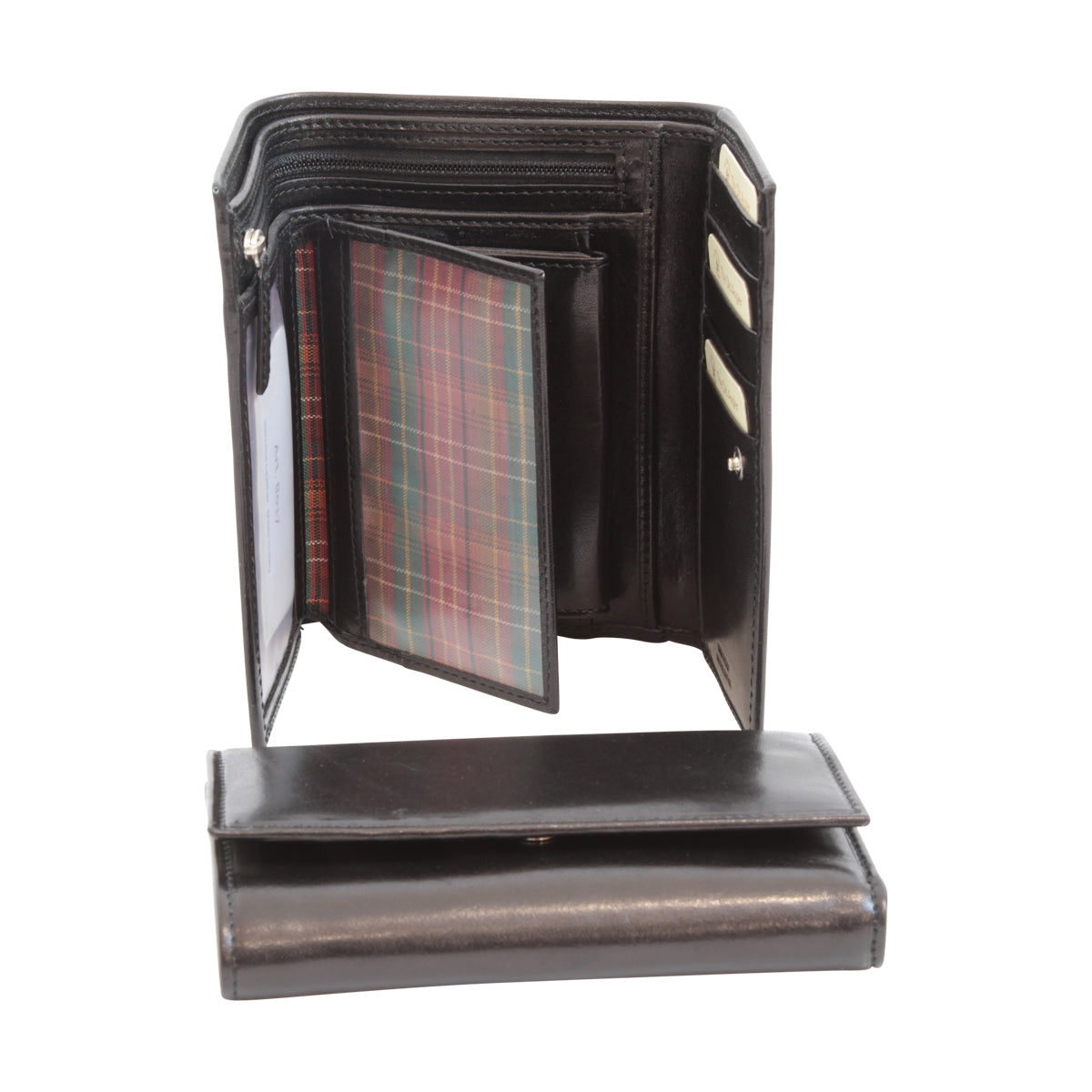 Leather wallet for woman with RFID - black