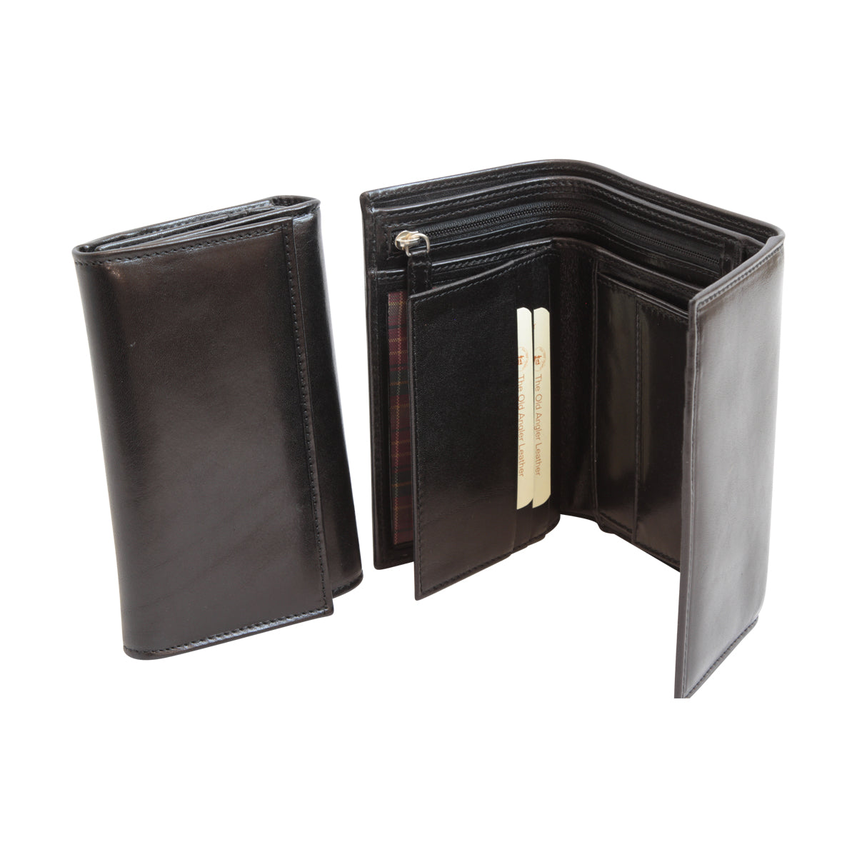 Leather wallet for woman with RFID - black