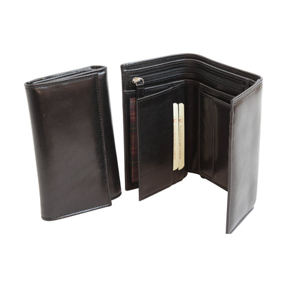 Leather wallet for woman with RFID - black