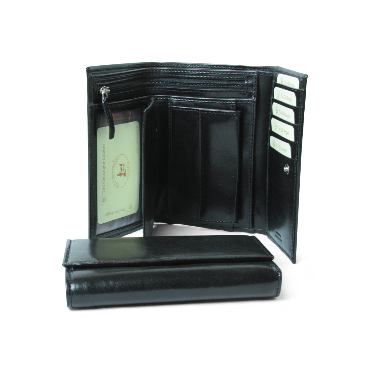 Leather wallet for woman with RFID - black