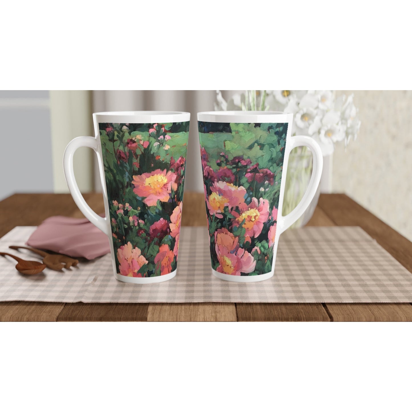 17oz White Ceramic Latte Mug 13 Different Styles
