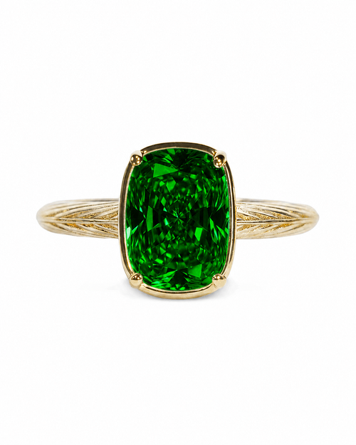 Sterling Silver Mini Emerald Elongated Cushion Ring
