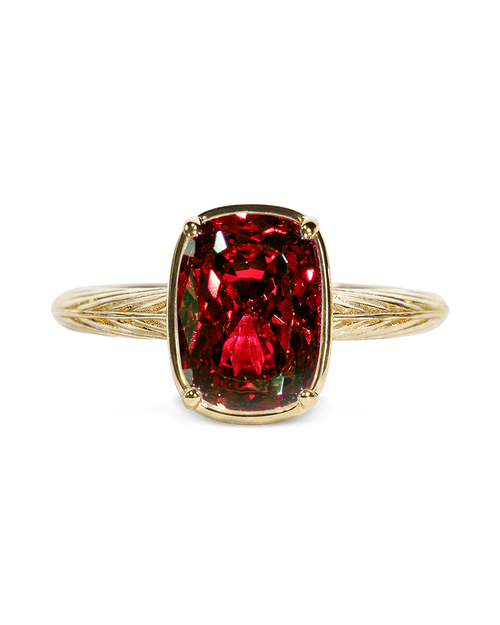 Sterling Silver Mini Garnet Elongated Cushion Ring