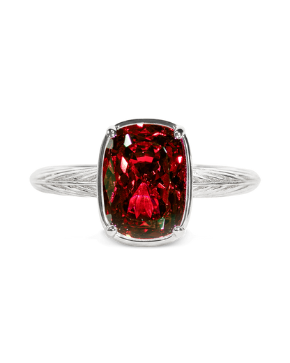 Sterling Silver Mini Garnet Elongated Cushion Ring