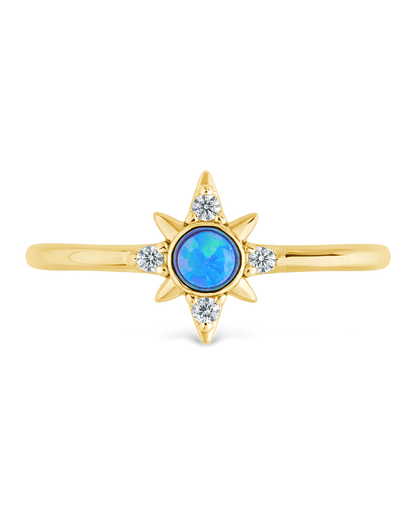 Sterling Silver Blue Opal Sparkle Ring