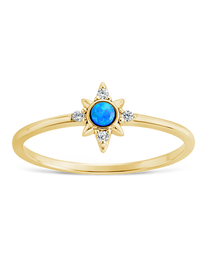 Sterling Silver Blue Opal Sparkle Ring