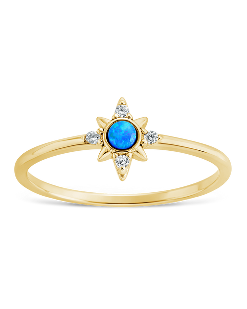 Sterling Silver Blue Opal Sparkle Ring